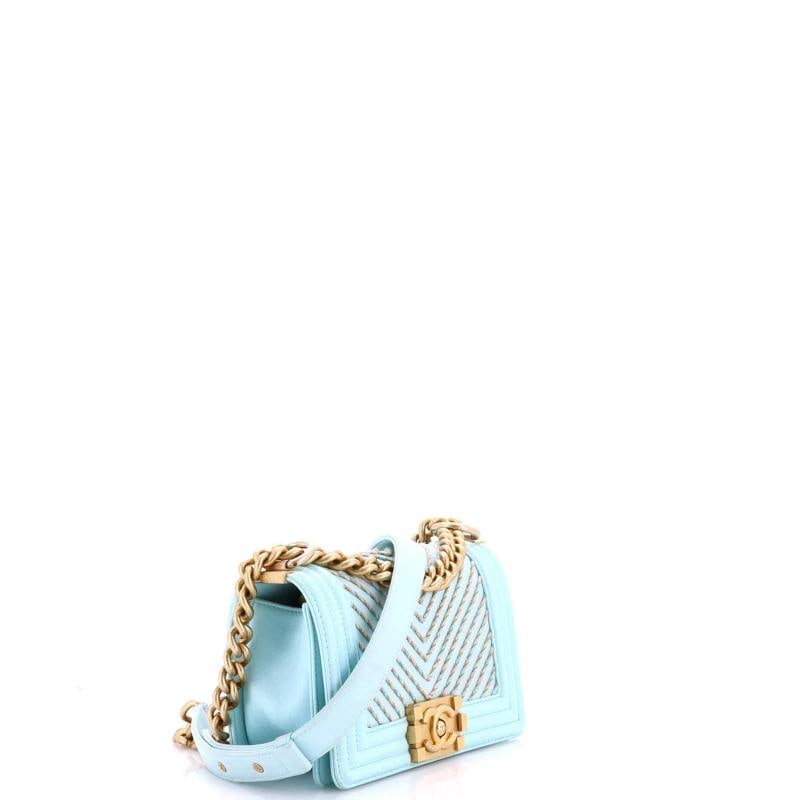 Chanel By The Sea Boy Flap Bag Chevron Embroidered Calfskin Small - 2