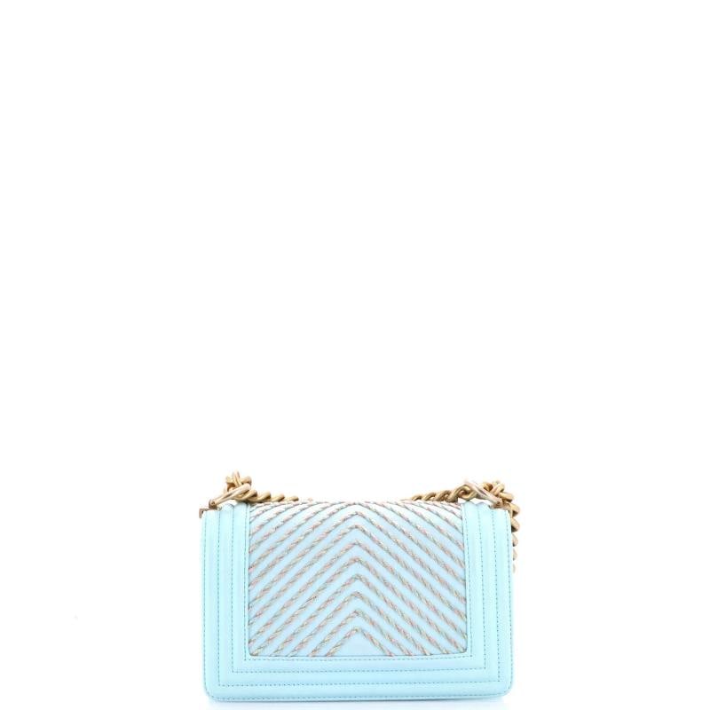 Chanel By The Sea Boy Flap Bag Chevron Embroidered Calfskin Small - 3