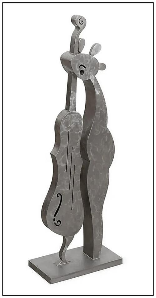 Charles Stratos Large Original The Musician Signed Bronze Steel Sculpture Art - 3