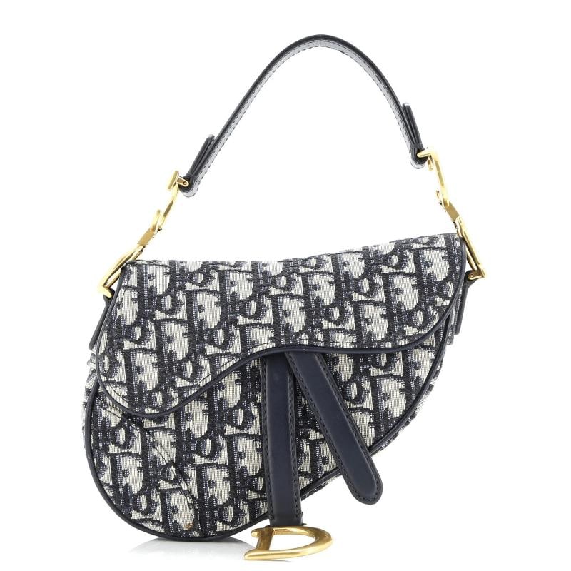 Christian Dior Saddle Handbag Oblique Canvas Mini: Condition: Pre-owned - Good,Brand: Christian Dior,Exterior Material: Canvas Plain,Style: Shoulder Bags,Exterior Color: Blue,Department: Women,Size: Mini