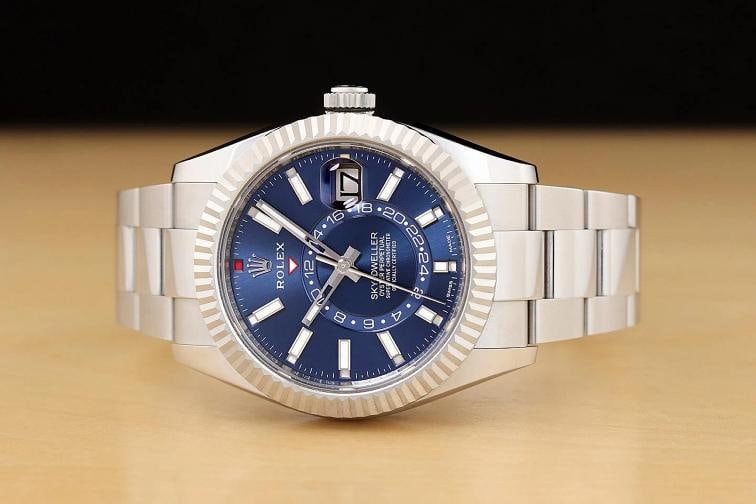 2023 CARD ROLEX MENS BLUE SKY-DWELLER 326934 42MM 18K GOLD BEZEL OYSTER WATCH - 3