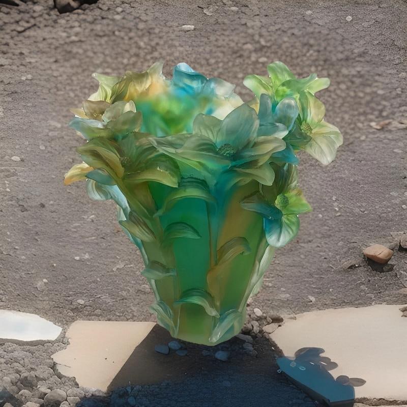 Iris Nancy Daum Style Crystal Vase Green Multi H8Ã¢â‚¬Â Unique  - 10