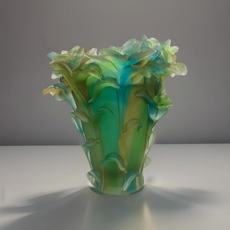 Iris Nancy Daum Style Crystal Vase Green Multi H8Ã¢â‚¬Â Unique  - 2