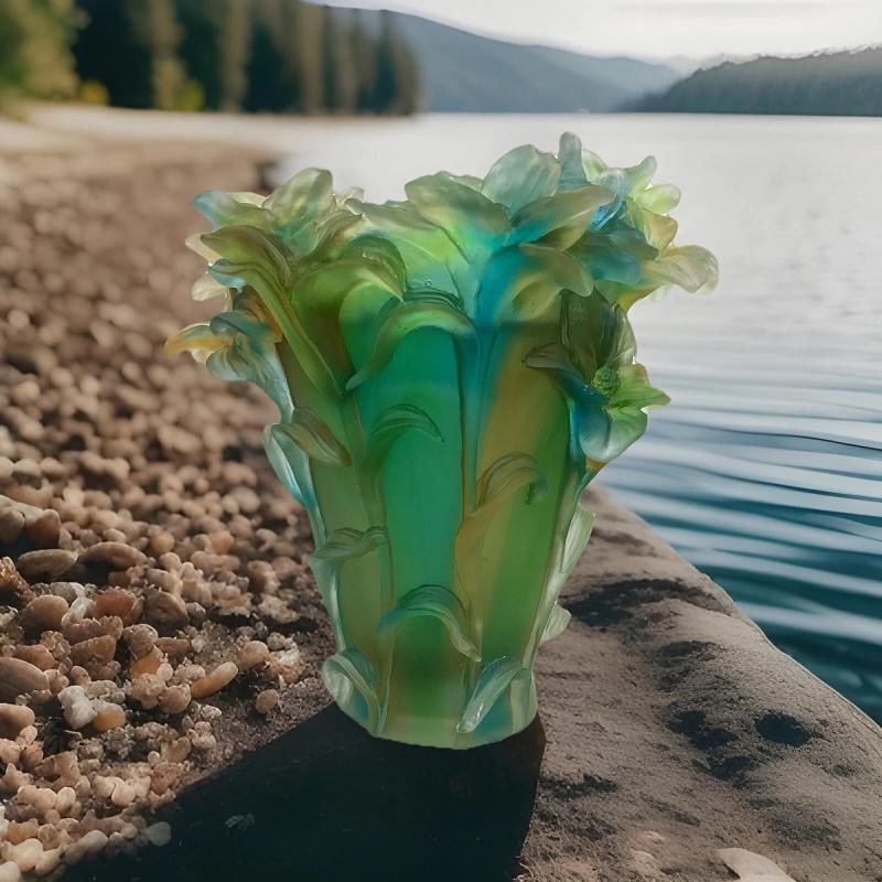 Iris Nancy Daum Style Crystal Vase Green Multi H8Ã¢â‚¬Â Unique  - 9