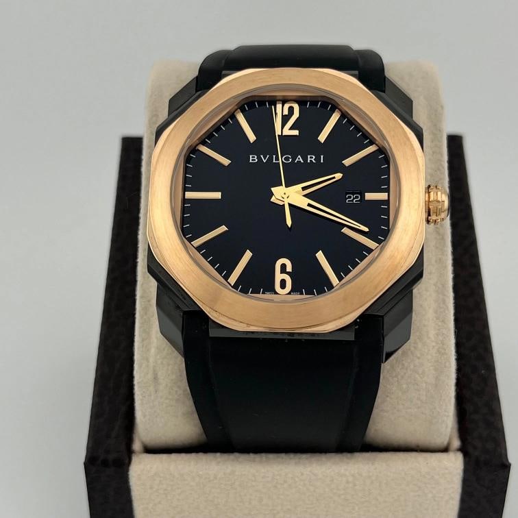 BVLGARI Octo Ultra Nero BGOP41SG 41mm 18k Rose Gold Black DLC Steel: Condition: Pre-owned - Good,Country of Origin: Switzerland,Bezel Color: Gold, Rose,Movement: Mechanical (Automatic),Seller Warranty: Yes,Band/Strap: Two-Piece Strap,Reference Number: BGOP41SG,Brand: B