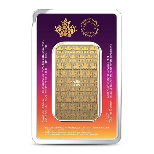1 oz (RCM) Royal Canadian Mint Diwali Gold Bar (New w/ Assay) - 2