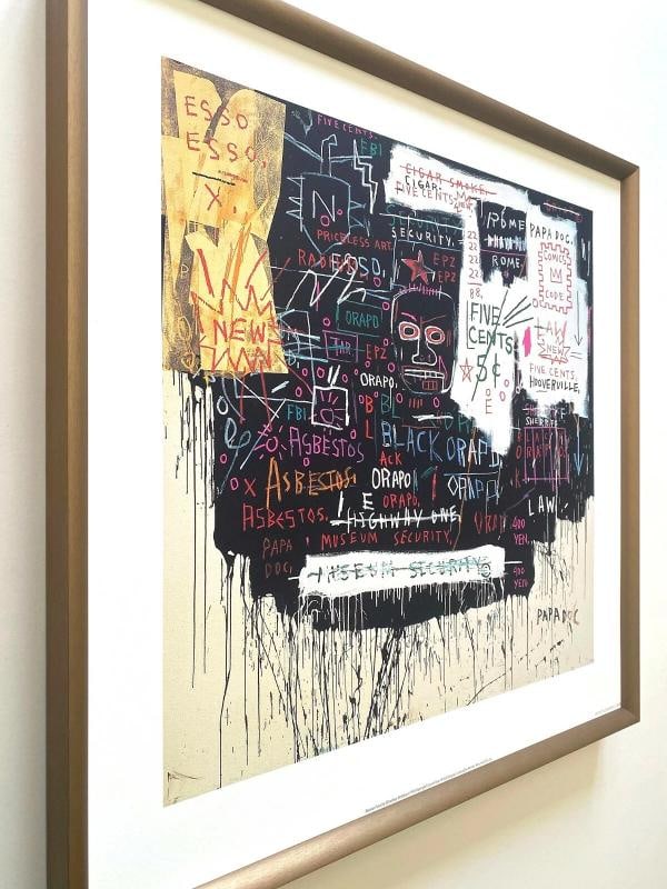 JEAN MICHEL BASQUIAT FRAMED LITHOGRAPH PRINT " MUSEUM SECURITY " 1983 - 7