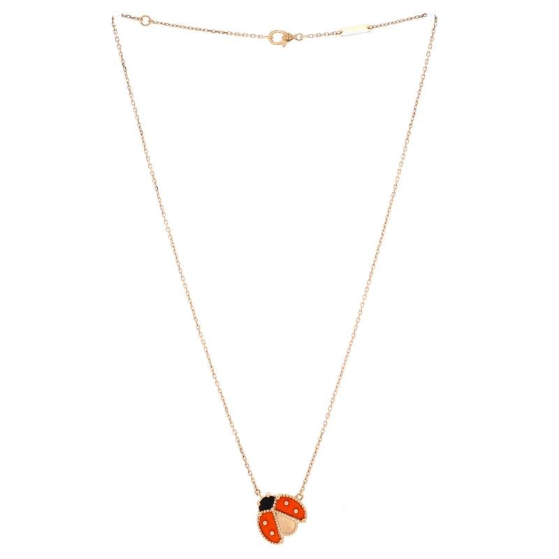 Van Cleef & Arpels Lucky Spring Open Wings Ladybug Pendant Necklace 18K Rose - 3