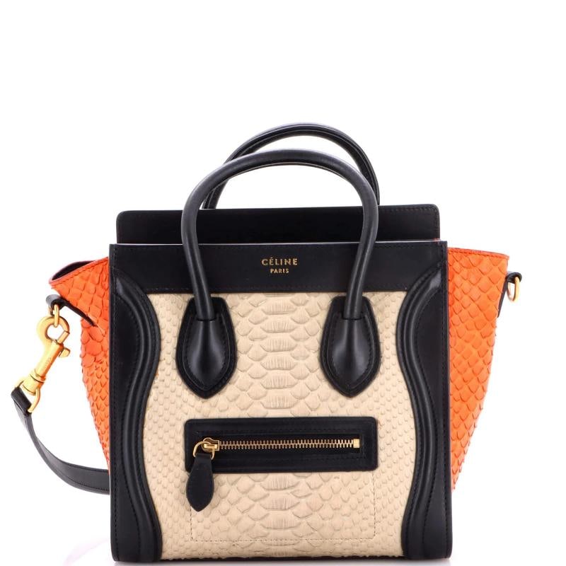 Celine Tricolor Luggage Bag Python and Leather Nano
