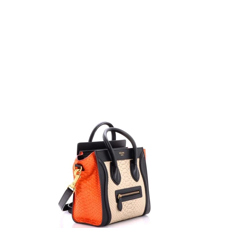 Celine Tricolor Luggage Bag Python and Leather Nano - 2