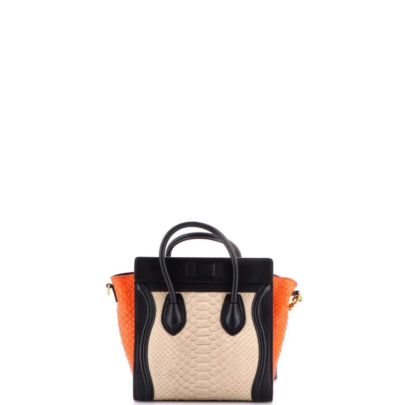 Celine Tricolor Luggage Bag Python and Leather Nano - 3