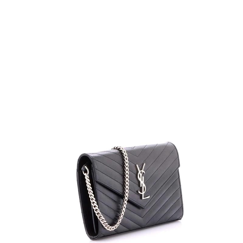 Saint Laurent Classic Monogram Wallet on Chain Matelasse Chevron Leather Medium - 2