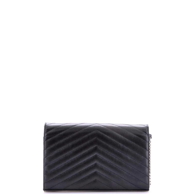 Saint Laurent Classic Monogram Wallet on Chain Matelasse Chevron Leather Medium - 3