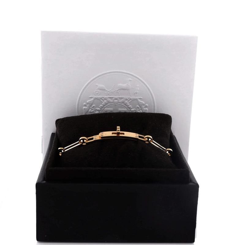 Hermes Kelly Chaine Bracelet 18K Yellow Gold with Diamonds Small - 2
