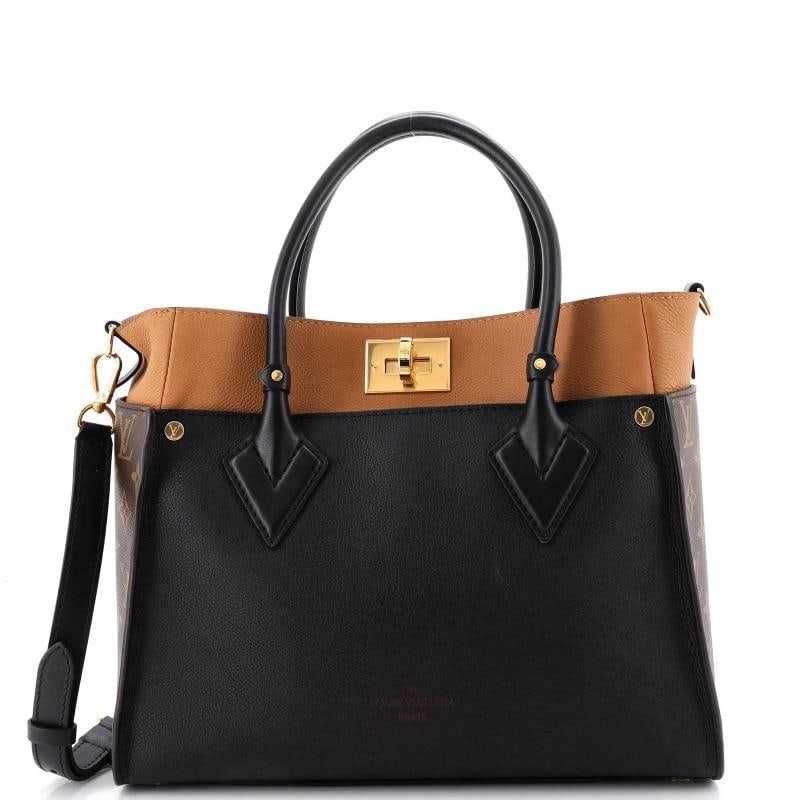 Louis Vuitton On My Side Tote Leather with Monogram Canvas MM: Accessories: With Strap Measurements: Handle Drop 4.5", Height 9.5", Width 12", Depth 5", Strap Drop 17-19". Condition: Pre-owned - Excellent,Brand: Louis Vuitton,Exterior Material: Canvas Coated, Lea
