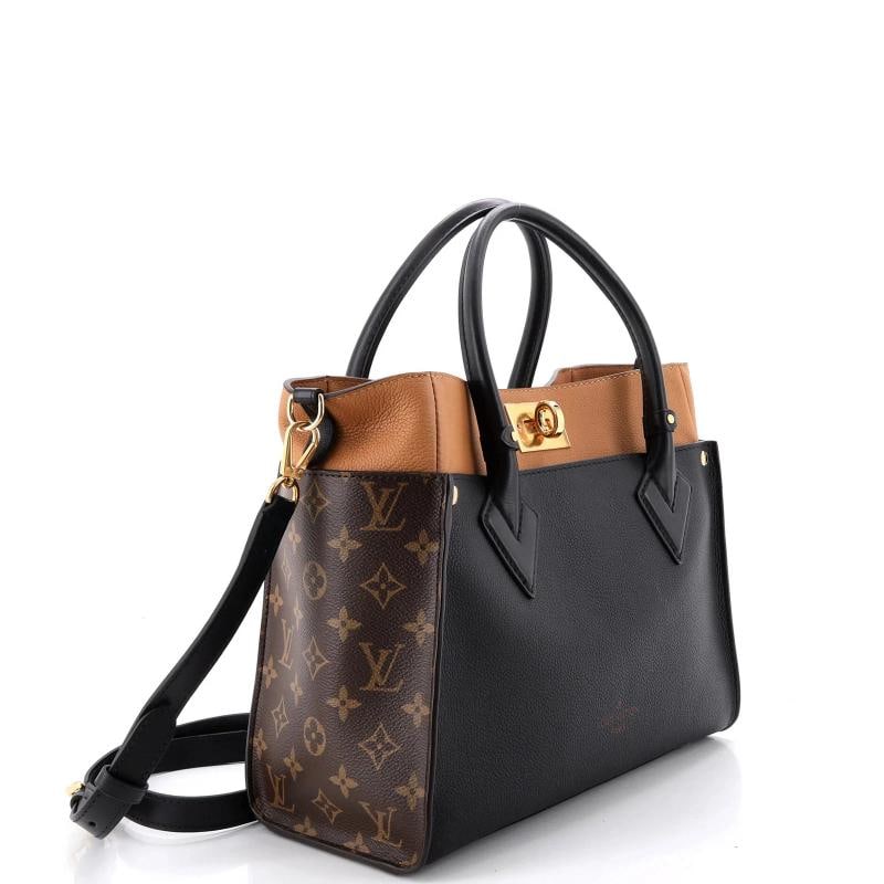 Louis Vuitton On My Side Tote Leather with Monogram Canvas MM - 2