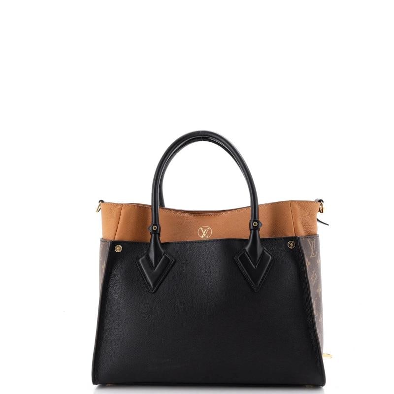 Louis Vuitton On My Side Tote Leather with Monogram Canvas MM - 3