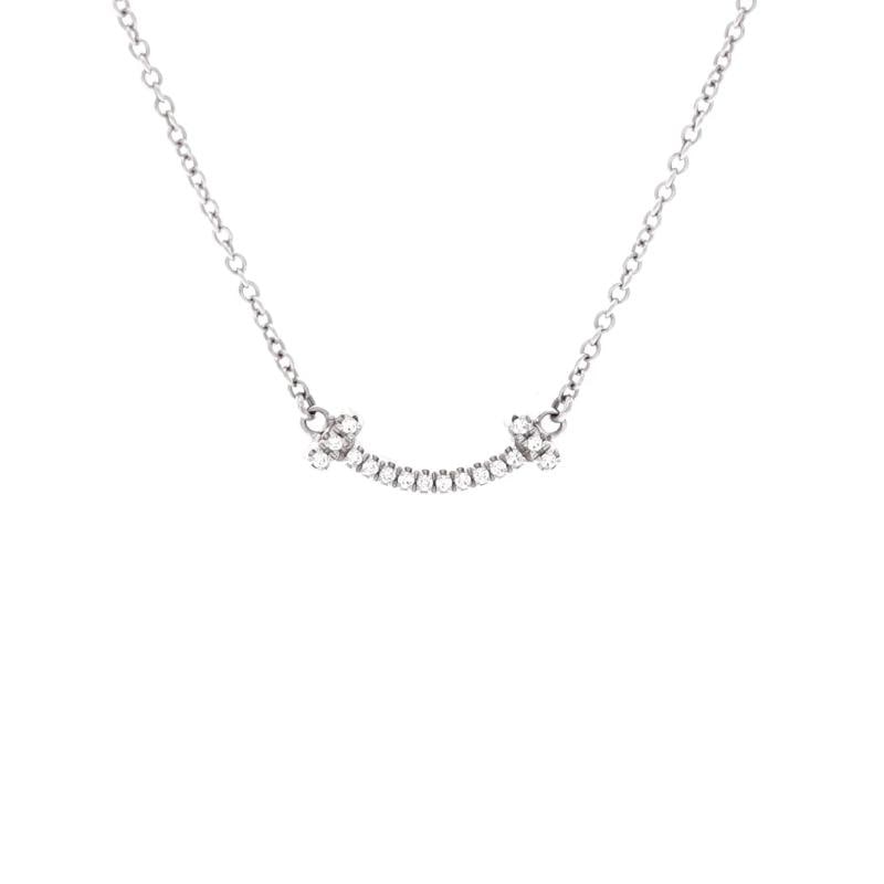 Tiffany & Co. T Smile Pendant Necklace 18K White Gold with Diamonds Mini: Measurements: Length: 16.0 - 18.0 ", Pendant Length: 4.55 mm, Pendant Width: 13.85 mm . Condition: Pre-owned - Good,Brand: Tiffany & Co.,Main Stone: Diamond,Metal: 18K White Gold,Metal Purity: 18K,Sty