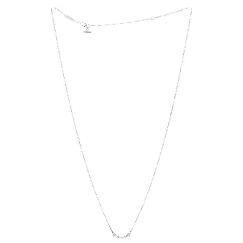 Tiffany & Co. T Smile Pendant Necklace 18K White Gold with Diamonds Mini - 2