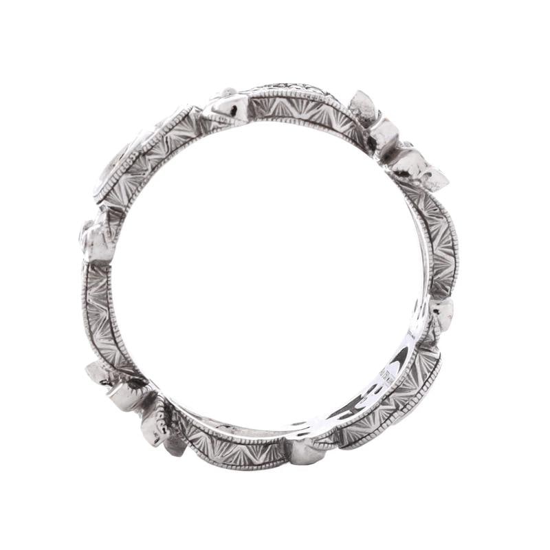 Gucci GG Flora Band Ring 18K White Gold with Diamonds - 3