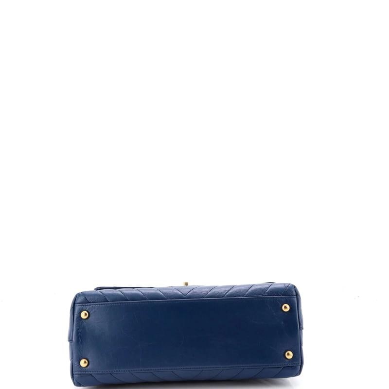 Chanel Coco Top Handle Bag Chevron Calfskin with Lizard Small - 5