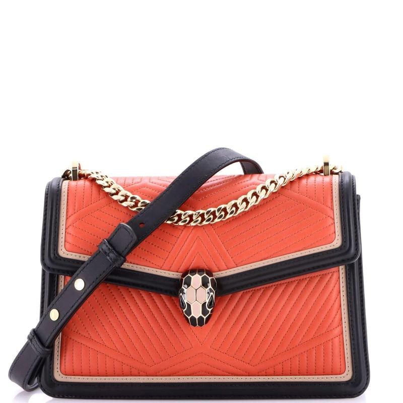 Bvlgari Serpenti Forever Shoulder Bag Quilted Leather Small: Accessories: Mirror Measurements: Handle Drop 12.5", Height 6", Width 10", Depth 2", Strap Drop 21-23". Condition: Pre-owned - Excellent,Brand: Bvlgari,Exterior Material: Leather,Style: Cross Body