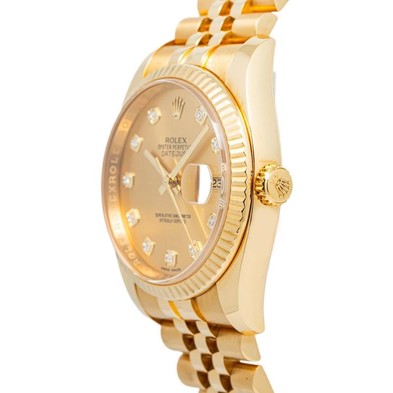 Rolex Datejust 116238 2014 Card Jubilee 18k YG Champagne DiamondDial Unisex 36MM - 3
