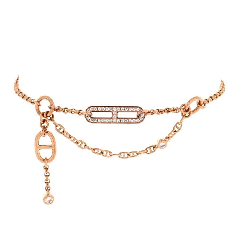 Hermes Chaine d'Ancre Chaos Bracelet 18K Rose Gold with Diamonds (1 of 3)