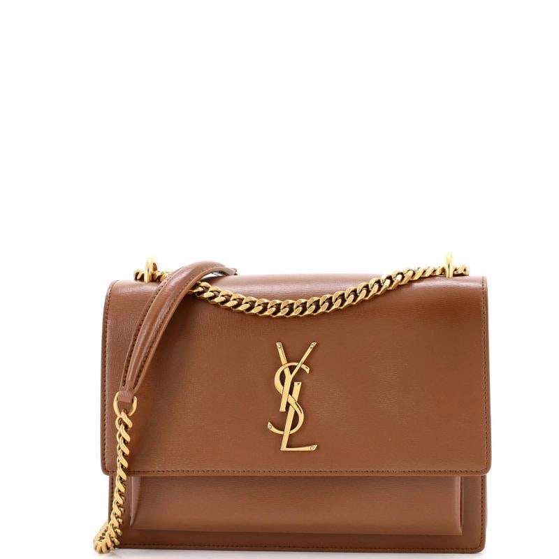 Saint Laurent Sunset Crossbody Bag Leather Medium: Measurements: Handle Drop 12", Height 7", Width 9", Depth 3", Strap Drop 21.5". Condition: Pre-owned - Good,Brand: Saint Laurent,Exterior Material: Leather,Style: Cross Body Bags,Exterior Color: