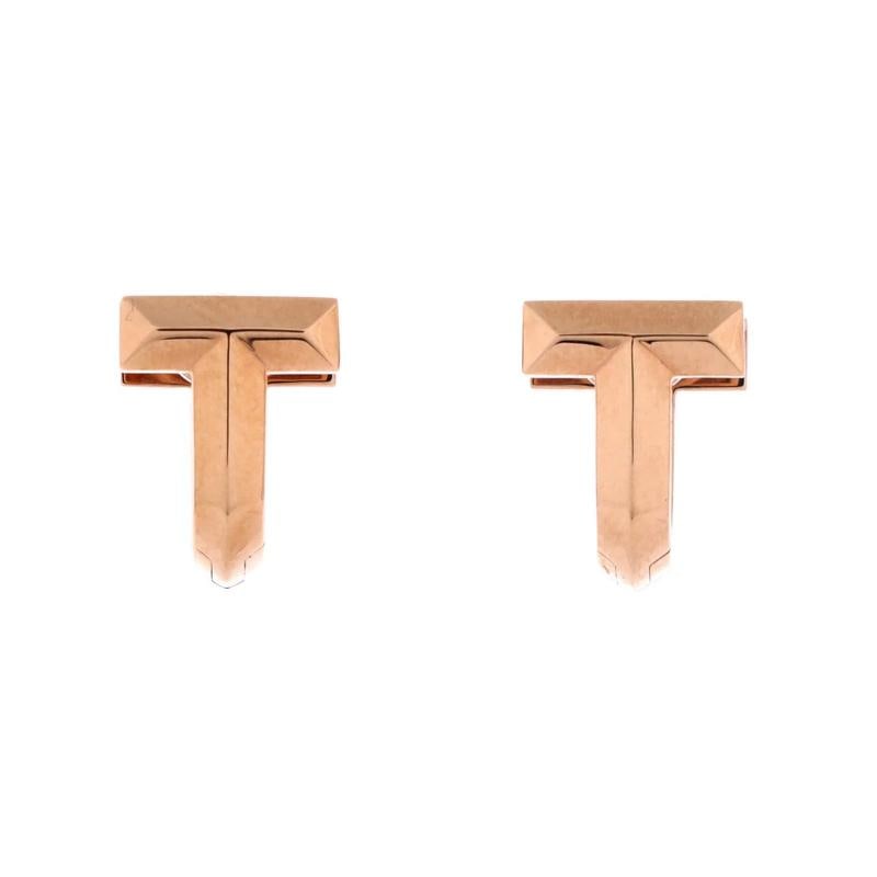 Tiffany & Co. T1 Huggie Hoop Earrings 18K Rose Gold with Half Pave Diamonds - 3