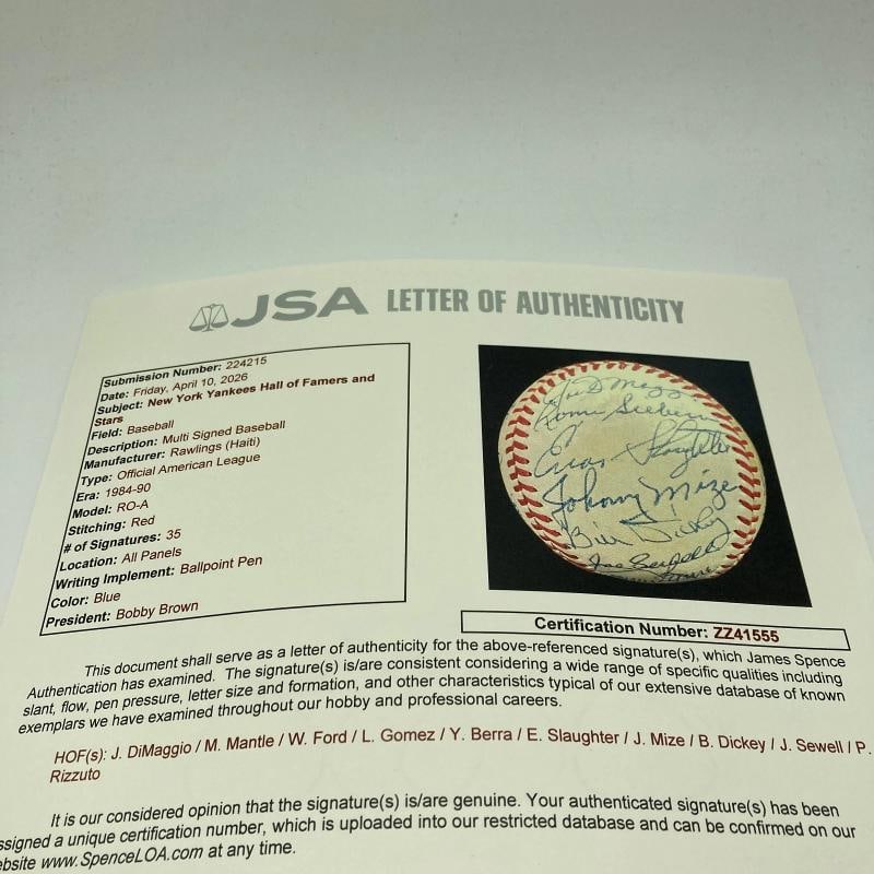 Mickey Mantle Joe Dimaggio New York Yankees Greats Signed Baseball 35 Sigs JSA - 12