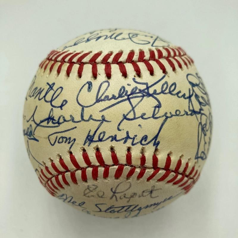 Mickey Mantle Joe Dimaggio New York Yankees Greats Signed Baseball 35 Sigs JSA - 3
