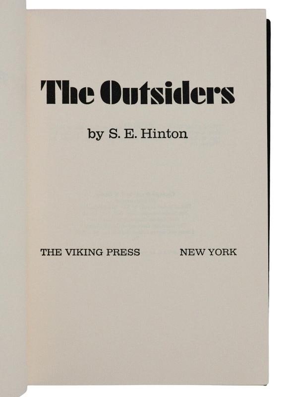 The Outsiders ~ by S.E. HINTON ~ First Edition ~ 1st Printing 1967 - 8