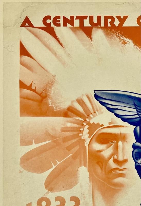 Original Vintage Poster COME! CHICAGO WORLD'S FAIR CENTURY OF PROGRESS Linen - 2
