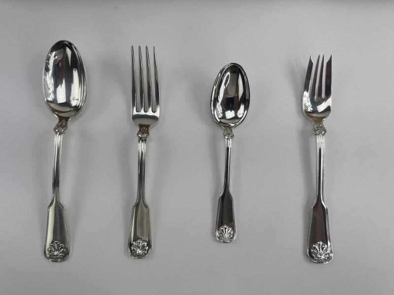 Excellent Tiffany Co Sterling Silver Shell Thread 36pc Flatware Set Serves 6 - 5