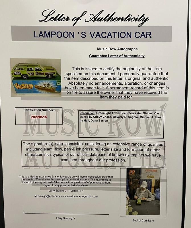 CHEVY CHASE M ANTHONY HALL B D'ANGELO BARRON 1:18 National Lampoons Car JSA COA - 9