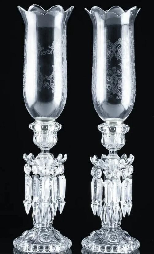 Baccarat Crystal Large MÃƒÂ©daillon Candle Holders With Hurricanes Set Of Two - 4