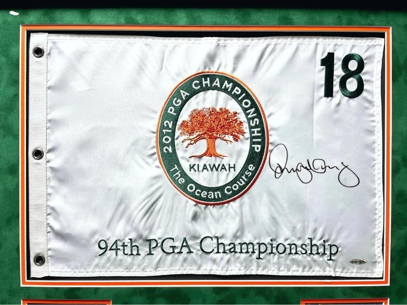 Rory McIlroy Signed 2012 PGA Golf Championship Pin Flag Framed UDA COA Autograph - 2