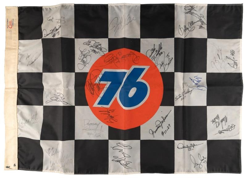 1994 NASCAR Legends Multi Signed Flag 28 Sigs Dale Earnhardt Sr. Jeff Gordon JSA (1 of 3)