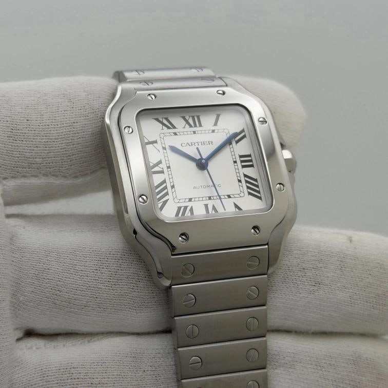 2023 Cartier Santos Medium WSSA0029 4075 35.1 mm Silver Dial Steel Box Papers - 4