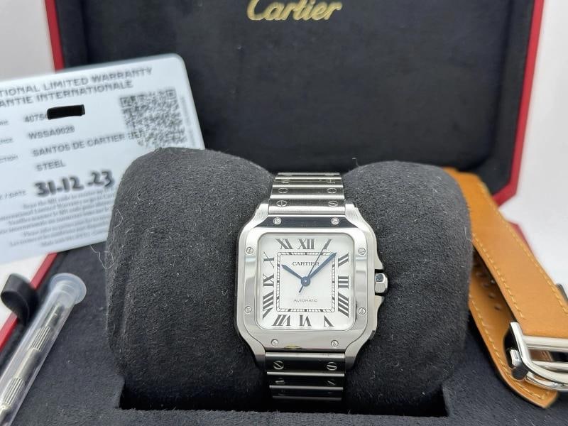 2023 Cartier Santos Medium WSSA0029 4075 35.1 mm Silver Dial Steel Box Papers - 8