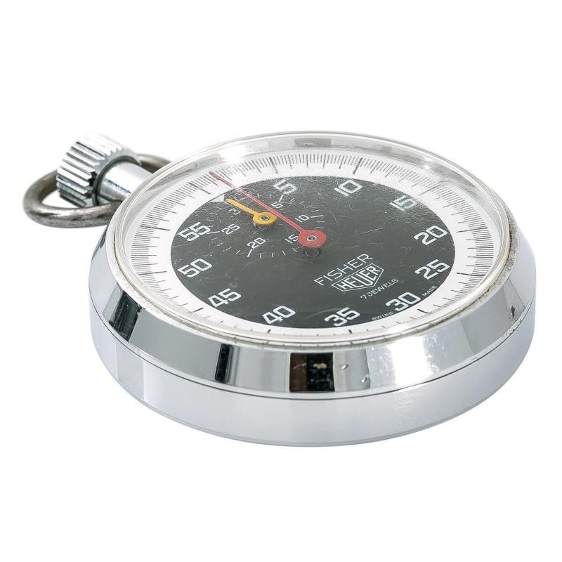 FISHER HEUER Stopwatch 1970s RARE 7Jewels Measuring 60sec/30min Stainless Steel - 3