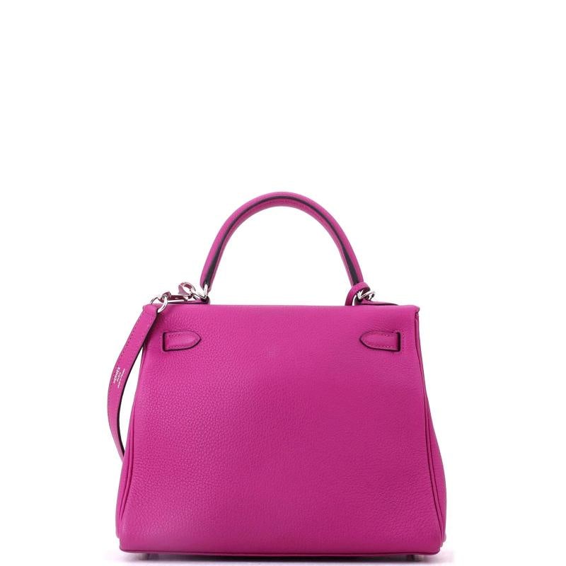 Hermes Kelly Handbag Pink Togo with Palladium Hardware 25 - 4