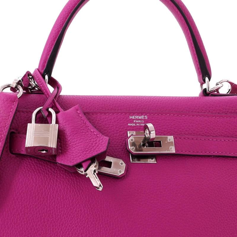 Hermes Kelly Handbag Pink Togo with Palladium Hardware 25 - 7