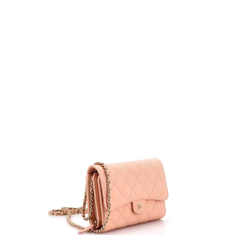 Chanel Phone Holder Zip Around Wallet on Chain Quilted Caviar - 2