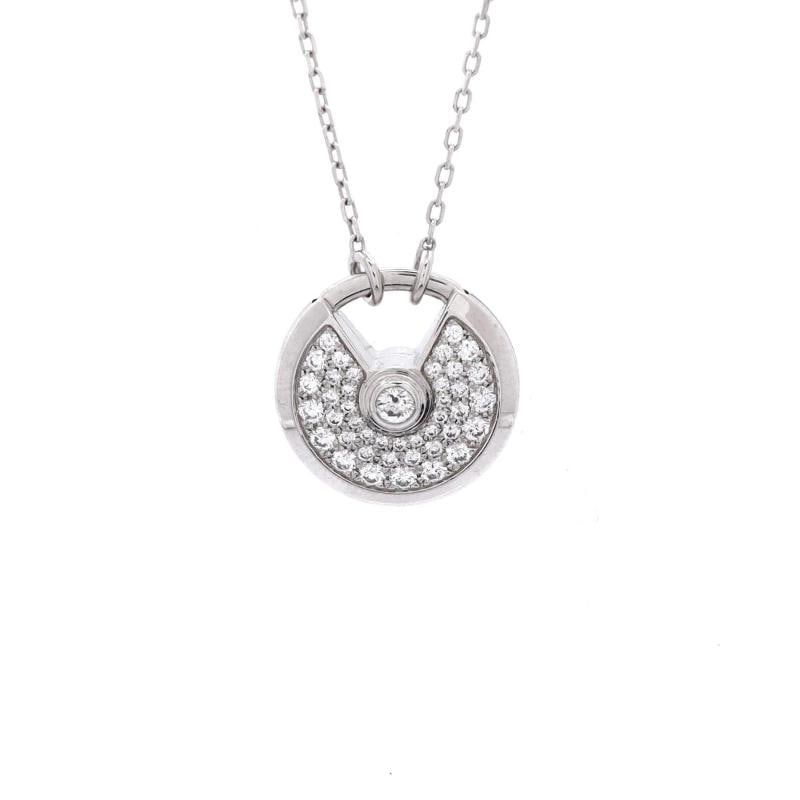 Cartier Amulette de Cartier Pendant Necklace 18K White Gold and Pave Diamonds (1 of 3)