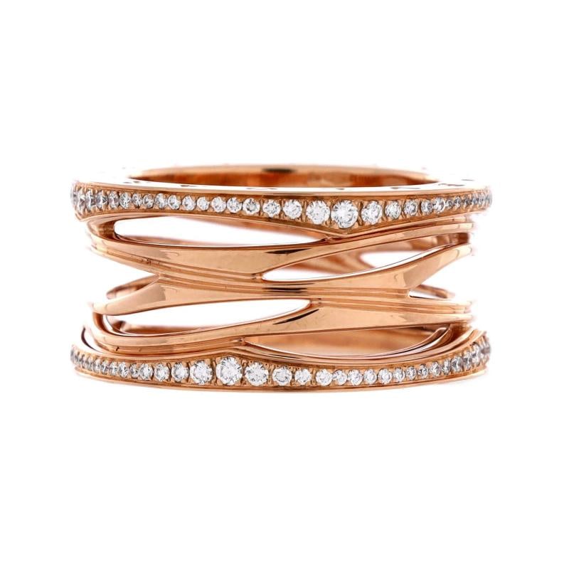 Bvlgari B.Zero1 Design Legend Zaha Hadid Four Band Ring 18K Rose Gold: Measurements: Size: 8.75 - 59, Width: 11.6 mm . Condition: Pre-owned - Good,Brand: Bvlgari,Main Stone: Diamond,Metal: 18K Rose Gold,Metal Purity: 18K,Ring Size: 8.75 - 59,Type: Ring,Color: Rose