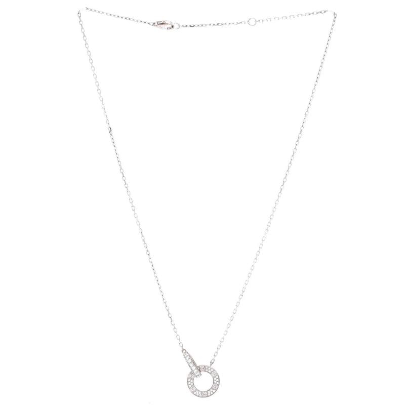 Cartier Love Interlocking Pave Necklace 18K White Gold and Diamonds - 3