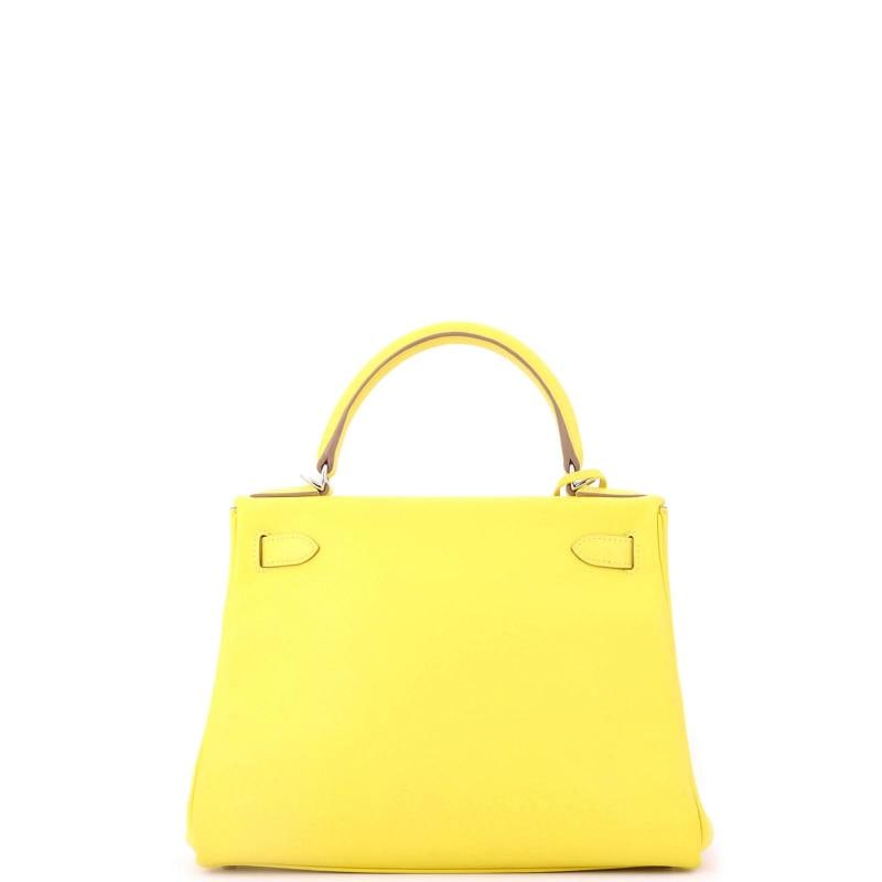 Hermes Kelly Handbag Yellow Evercolor with Palladium Hardware 28 - 4
