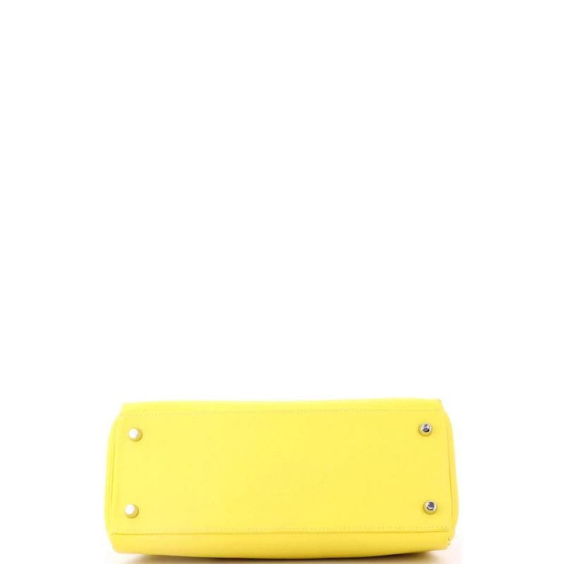 Hermes Kelly Handbag Yellow Evercolor with Palladium Hardware 28 - 5